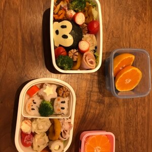 簡単キャラ弁☆ミッキー＆ミニー　ツムツムのお弁当♪